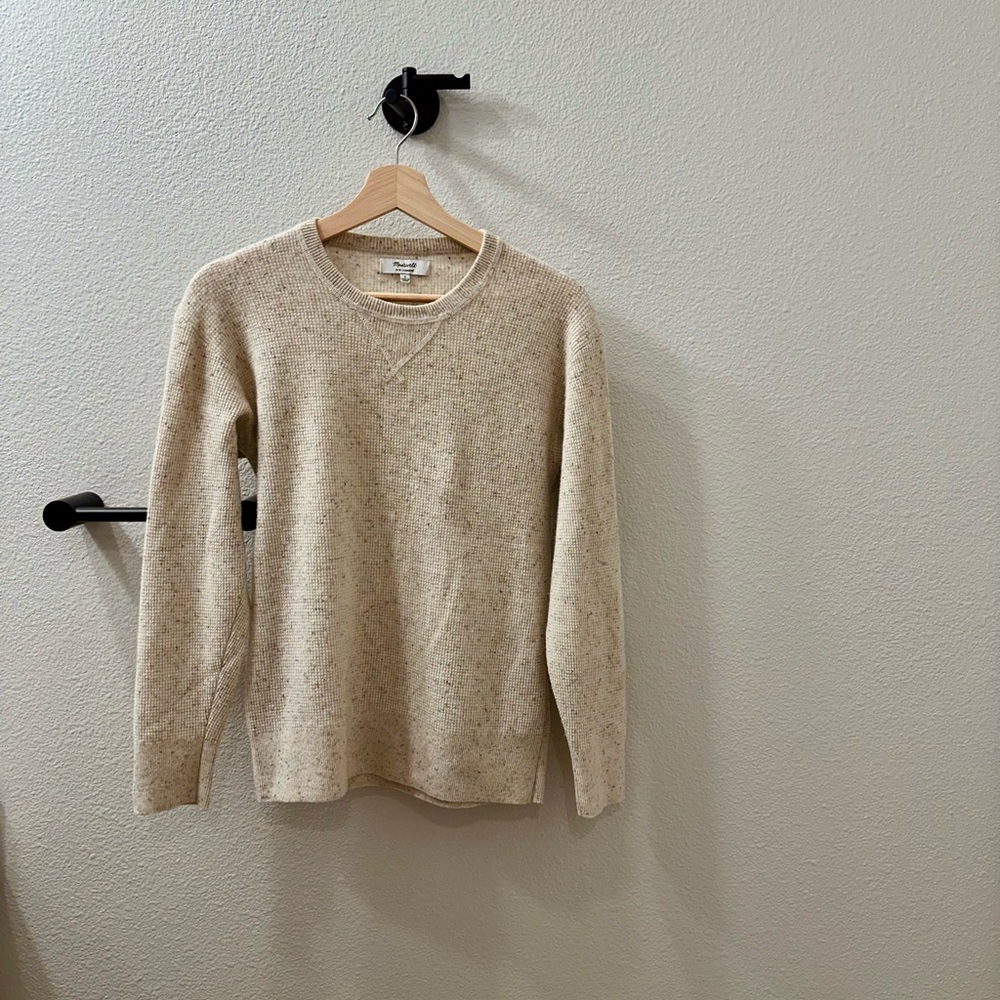 Madewell cashmere speckled cream waffle-knit sweater